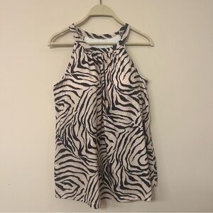 Zebra stripe print women’s large built in bra tank top casual comfy